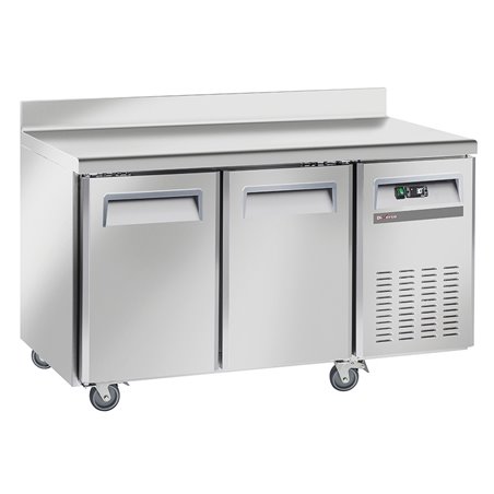 Table frigorifique, ventil&eacute;, 2 portes GN1/1, avec dosseret, sur roues, 2 avec freins - Diamond - WR-GTN2-2ND