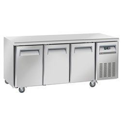 Table frigorifique, ventil&eacute;, 3 portes GN 1/1, sur roues, 2 avec freins - Diamond - WR-GTN3-3N