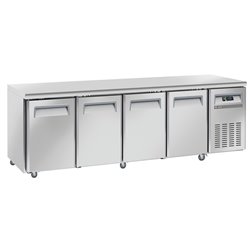 Table frigorifique, ventil&eacute;, 4 portes GN 1/1, sur roues, 2 avec freins - Diamond - WR-GTN4-3N