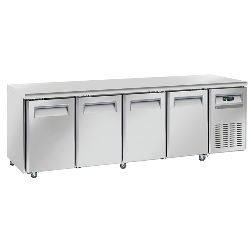 Table frigorifique, ventil&eacute;, 4 portes GN 1/1, sur roues, 2 avec freins - Diamond - WR-GTN4-3N