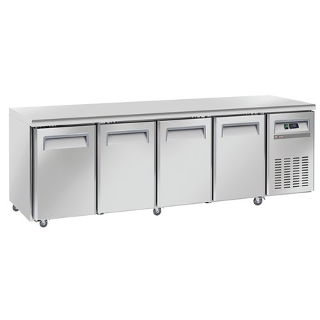 Table frigorifique, ventil&eacute;, 4 portes GN 1/1, sur roues, 2 avec freins - Diamond - WR-GTN4-3N