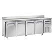 Table frigorifique, ventil&eacute;, 4 portes GN 1/1, avec dosseret, sur roues, 2 avec freins - Diamond - WR-GTN4-3ND