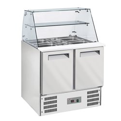 Saladette avec vitre bomb&eacute;e 2x GN1/1+3x GN 1/6-150 mm + r&eacute;serve 2 portes GN 1/1 - Diamond - WR-SAL6-L2