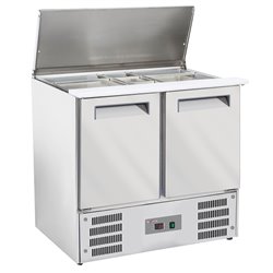 Saladette avec couvercle 2x GN1/1+3x GN 1/6-150 mm + reserve 2 portes GN 1/1 - Diamond - WR-SAL6-S2