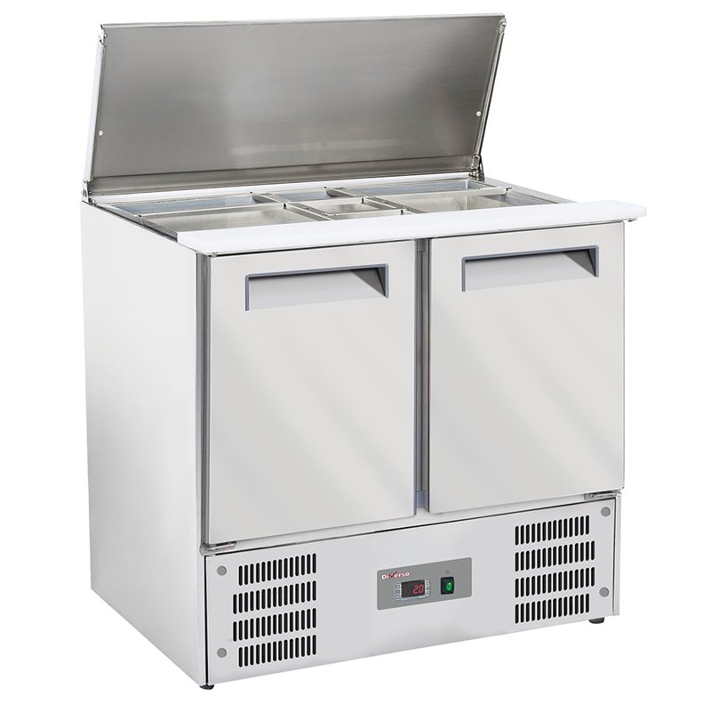 Saladette avec couvercle 2x GN1/1+3x GN 1/6-150 mm + reserve 2 portes GN 1/1 - Diamond - WR-SAL6-S2