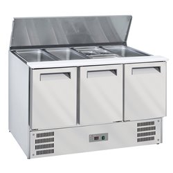Saladette avec couvercle 4xGN1/1-150 mm + reserve 3 pt.GN 1/1 - Diamond - WR-SAL6-S3