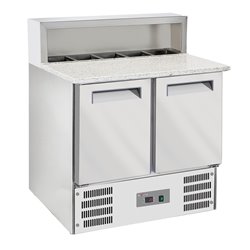 Table pizzas frigorifique 2 portes GN1/1, structure r&eacute;frig&eacute;r&eacute;e 5x GN1/6-150 mm - Diamond - WR-SRP6-Z2