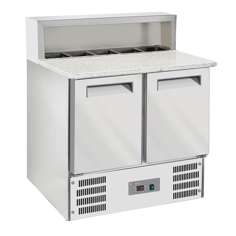 Table pizzas frigorifique 2 portes GN1/1, structure r&eacute;frig&eacute;r&eacute;e 5x GN1/6-150 mm - Diamond - WR-SRP6-Z2