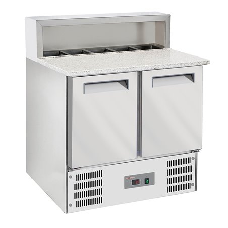 Table pizzas frigorifique 2 portes GN1/1, structure r&eacute;frig&eacute;r&eacute;e 5x GN1/6-150 mm - Diamond - WR-SRP6-Z2