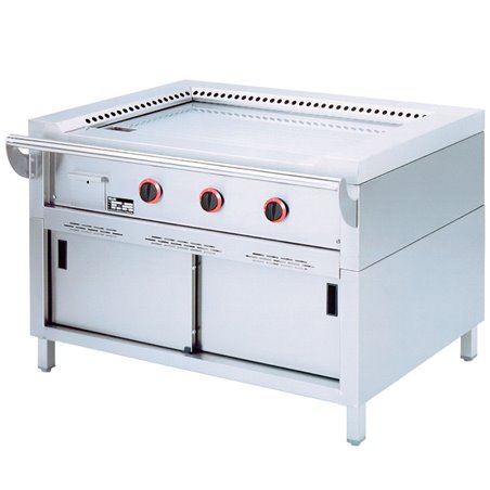 Plaque "Teppanyaki" gaz, 3 zones (3x 7 kW), sur armoire - Diamond - TPG3-15
