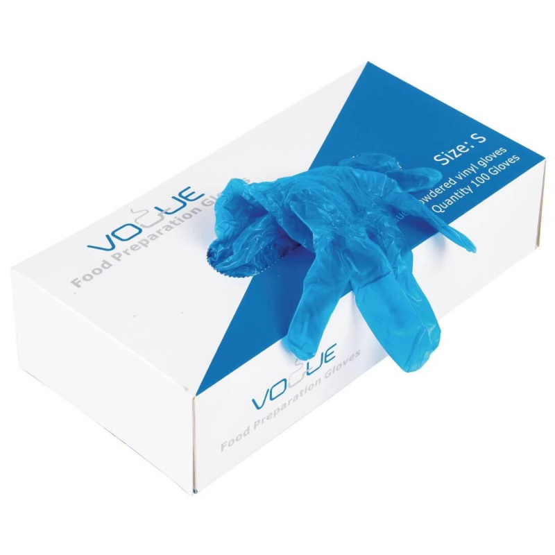 Gants alimentaires en vinyle poudr&eacute; taille XL - Pack de 100 - CB254-XL - Vogue