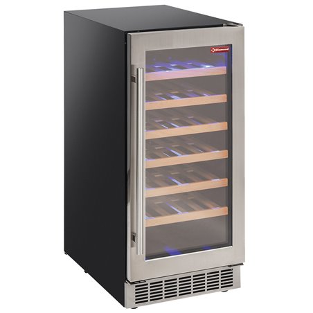 Vitrine cave &agrave; vins, ventil&eacute;e, porte en acier inox, 106 Lt - NOIRE - Diamond - WCB/12-T1