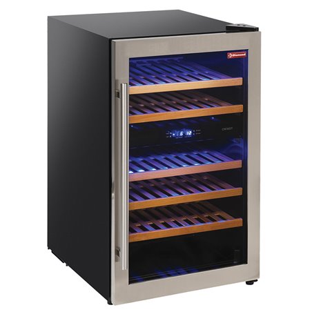 Vitrine cave &agrave; vins, ventil&eacute;e, porte en acier inox,140 Lt - 2 T&deg; - NOIRE - Diamond - WCB/16-T2