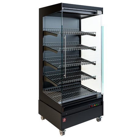 Vitrine chauffante,  libre-service, avec porte vitr&eacute;e, sur roues - FULL BLACK - Diamond - HAS08-G5