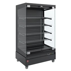 Vitrine chauffante,  libre-service, avec porte vitr&eacute;e, sur roues - FULL BLACK - Diamond - HAS10-G5