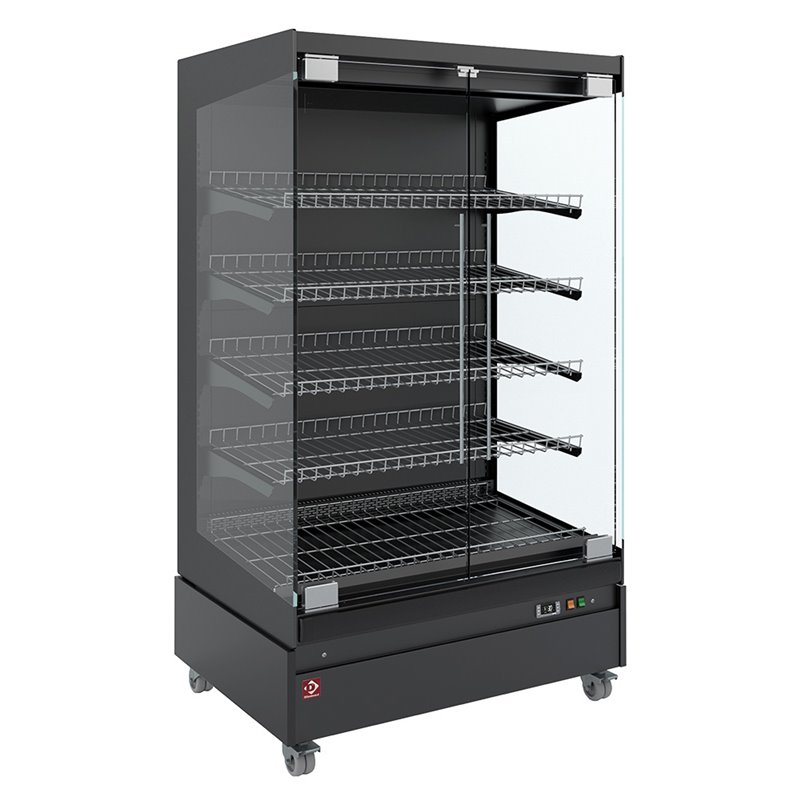 Vitrine chauffante,  libre-service, avec porte vitr&eacute;e, sur roues - FULL BLACK - Diamond - HAS10-G5