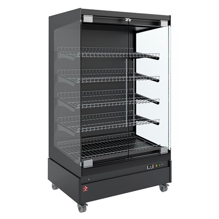 Vitrine chauffante,  libre-service, avec porte vitr&eacute;e, sur roues - FULL BLACK - Diamond - HAS10-G5