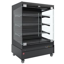 Vitrine chauffante,  libre-service, avec porte vitr&eacute;e, sur roues - FULL BLACK - Diamond - HAS10-P5