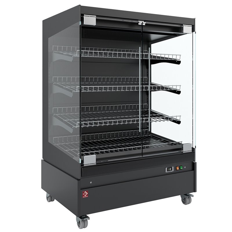 Vitrine chauffante,  libre-service, avec porte vitr&eacute;e, sur roues - FULL BLACK - Diamond - HAS10-P5