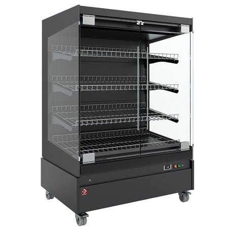 Vitrine chauffante,  libre-service, avec porte vitr&eacute;e, sur roues - FULL BLACK - Diamond - HAS10-P5