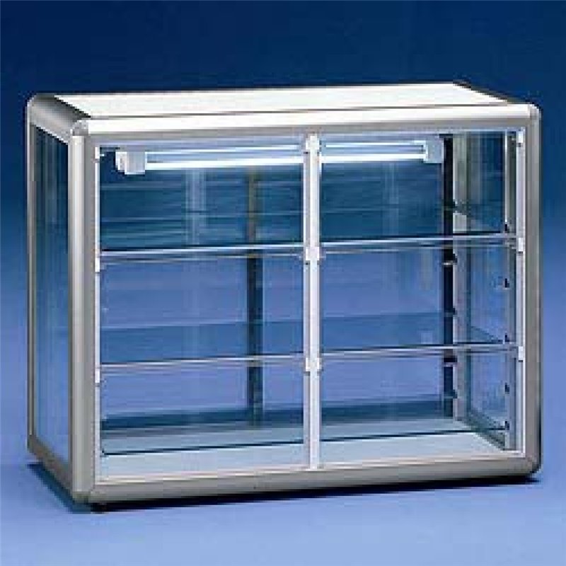 Vitrine exposition neutre 3 faces vitr&eacute;es - Diamond - ORIZONT200QN-AL-S-RO