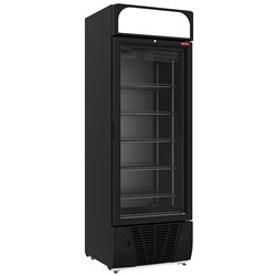 Vitrine ventil&eacute;e n&eacute;gative vitr&eacute;e 496  litres - 6 niveaux avec caisson lumineux - NOIRE - Diamond - CLN53-SB