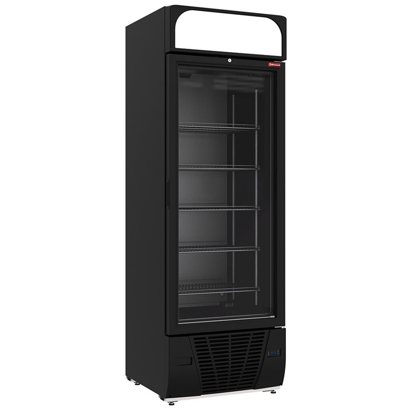 Vitrine ventil&eacute;e n&eacute;gative vitr&eacute;e 496  litres - 6 niveaux avec caisson lumineux - NOIRE - Diamond - CLN53-SB