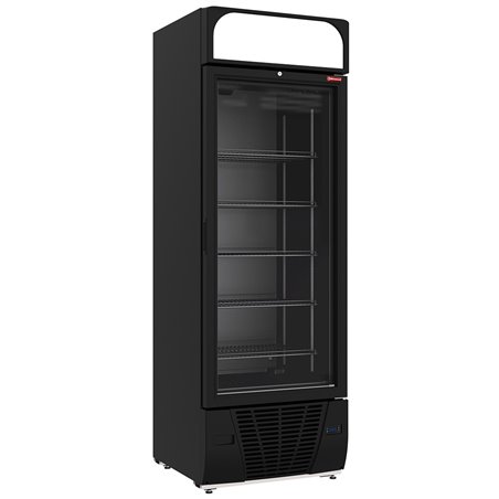 Vitrine ventil&eacute;e n&eacute;gative vitr&eacute;e 496  litres - 6 niveaux avec caisson lumineux - NOIRE - Diamond - CLN53-SB