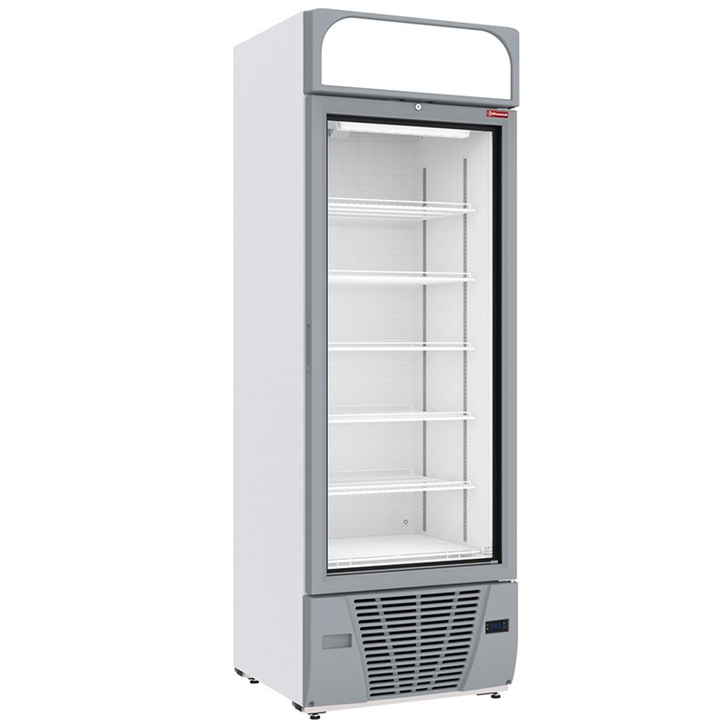 Vitrine ventil&eacute;e n&eacute;gative vitr&eacute;e 496  litres - 6 niveaux avec caisson lumineux - BLANCHE - Diamond - CLN53-SW
