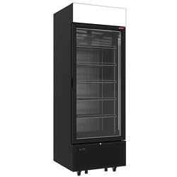 Vitrine ventil&eacute;e n&eacute;gative vitr&eacute;e 646 litres - 6 niveaux avec caisson lumineux - NOIRE - Diamond - CLN73-SB