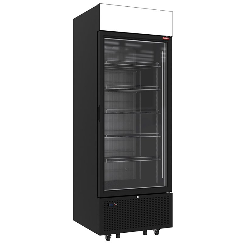 Vitrine ventil&eacute;e n&eacute;gative vitr&eacute;e 646 litres - 6 niveaux avec caisson lumineux - NOIRE - Diamond - CLN73-SB
