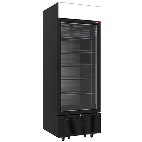 Vitrine ventil&eacute;e n&eacute;gative vitr&eacute;e 646 litres - 6 niveaux avec caisson lumineux - NOIRE - Diamond - CLN73-SB