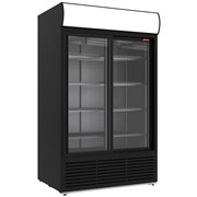 Vitrine ventil&eacute;e positive 1230 litres, caisson lumineux, 2 portes coulissantes - NOIRE - Diamond - DRK12-CB