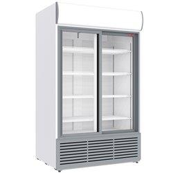 Vitrine ventil&eacute;e positive 1230 litres, caisson lumineux, 2 portes coulissantes - BLANCHE - Diamond - DRK12-CW