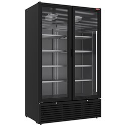 Vitrine ventil&eacute;e positive 1142 litres, 2 portes battantes - NOIRE - Diamond - DRP12-2B