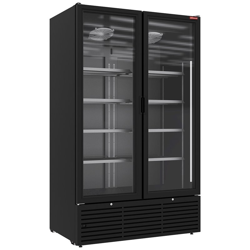 Vitrine ventil&eacute;e positive 1142 litres, 2 portes battantes - NOIRE - Diamond - DRP12-2B