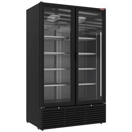 Vitrine ventil&eacute;e positive 1142 litres, 2 portes battantes - NOIRE - Diamond - DRP12-2B