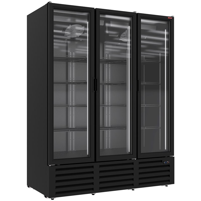 Vitrine ventil&eacute;e positive 1455 litres, 3 portes battantes - NOIRE - Diamond - DRP16-3B