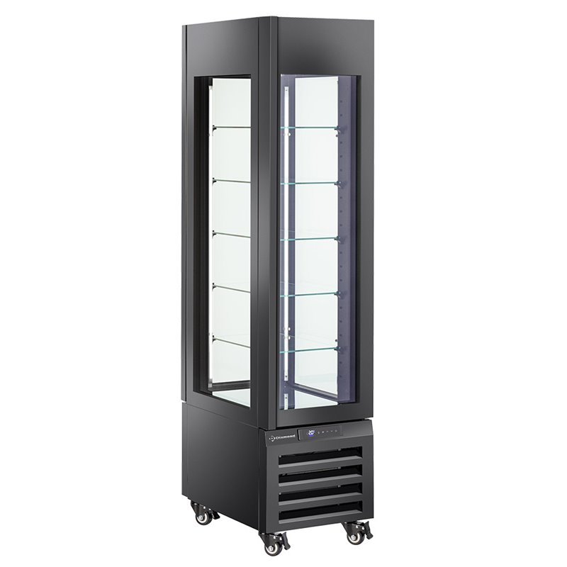 Vitrine "FULL vitr&eacute;e" 260 Lt., 5 niveaux en verre, ventil&eacute;e - ICE CREAM & PASTRY - NOIR - Diamond - MAX/305-BB