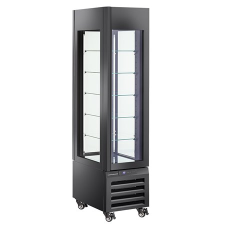 Vitrine "FULL vitr&eacute;e" 260 Lt., 5 niveaux en verre, ventil&eacute;e - ICE CREAM & PASTRY - NOIR - Diamond - MAX/305-BB