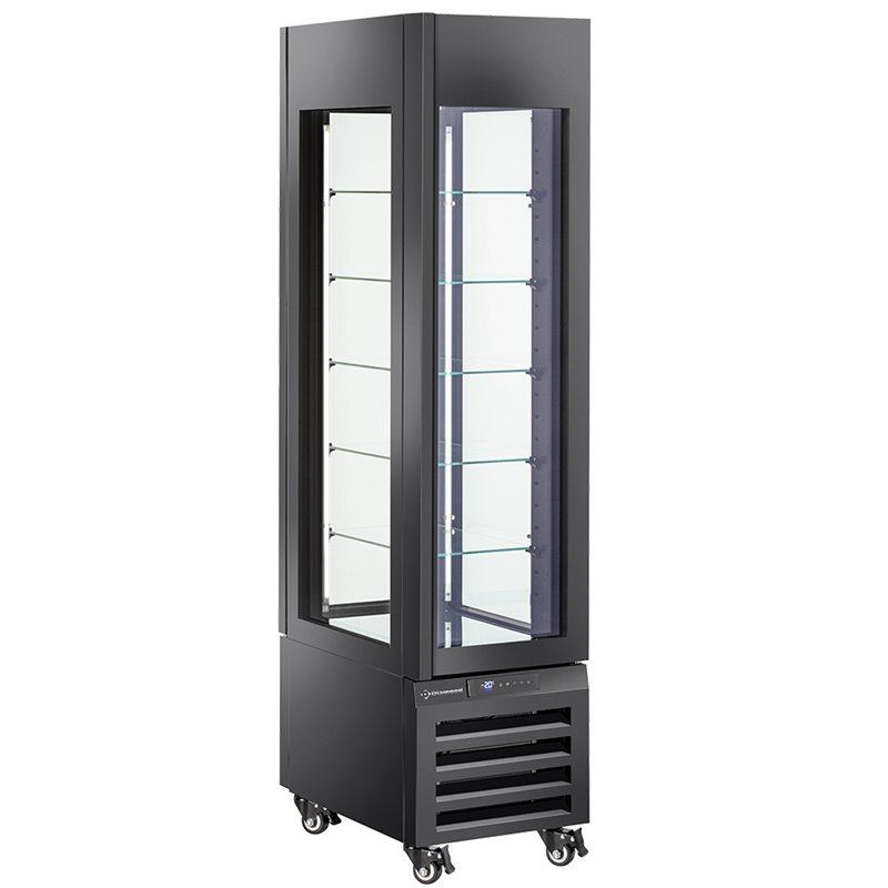 Vitrine "FULL vitr&eacute;e" 260 Lt., 5 niveaux en verre, ventil&eacute;e - PASTRY - NOIR - Diamond - MAX/305-PB