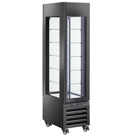Vitrine "FULL vitr&eacute;e" 260 Lt., 5 niveaux en verre, ventil&eacute;e - PASTRY - NOIR - Diamond - MAX/305-PB