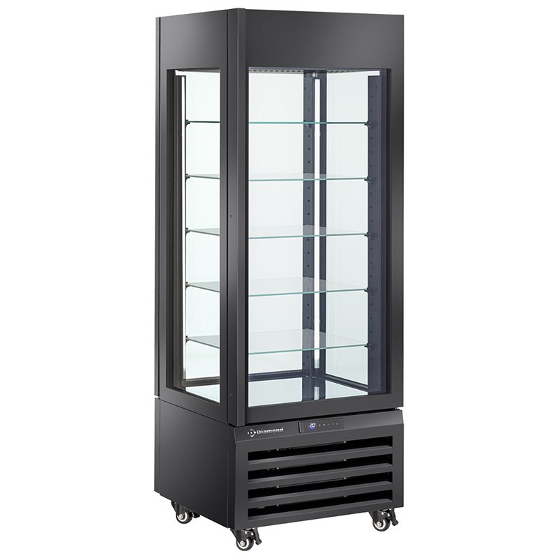 Vitrine "FULL vitr&eacute;e" 440 Lt., 5 niveaux en verre, ventil&eacute;e - ICE CREAM & PASTRY - NOIR - Diamond - MAX/507-BB