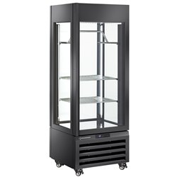 Vitrine "FULL vitr&eacute;e" 440 Lt., 2 &eacute;tag&egrave;res & barre &agrave; viande, ventil&eacute;e - MEAT - NOIR - Diamond - MAX/507-MB