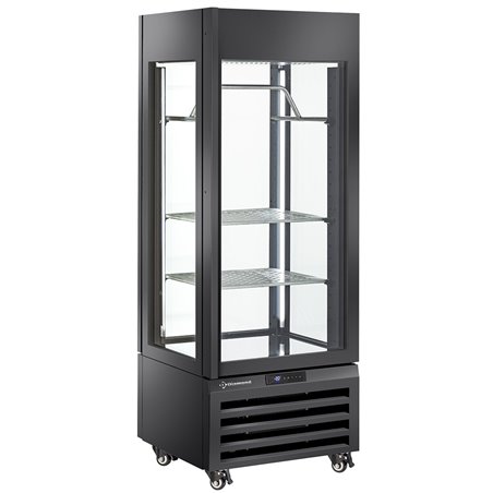 Vitrine "FULL vitr&eacute;e" 440 Lt., 2 &eacute;tag&egrave;res & barre &agrave; viande, ventil&eacute;e - MEAT - NOIR - Diamond - MAX/507-MB