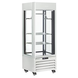 Vitrine "FULL vitr&eacute;e" 440 Lt., 2 &eacute;tag&egrave;res & barre &agrave; viande, ventil&eacute;e - MEAT - BLANC - Diamond - MAX/507-MW
