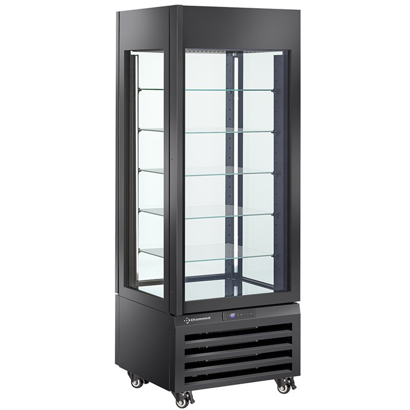 Vitrine "FULL vitr&eacute;e" 440 Lt., 5 niveaux en verre, ventil&eacute;e - PASTRY - NOIR - Diamond - MAX/507-PB
