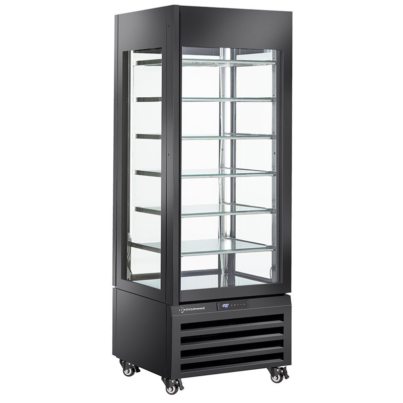 Vitrine "FULL vitr&eacute;e" 440 Lt., 6 niveaux en verre, statique - ICE CREAM - NOIR - Diamond - MAX/507-SB