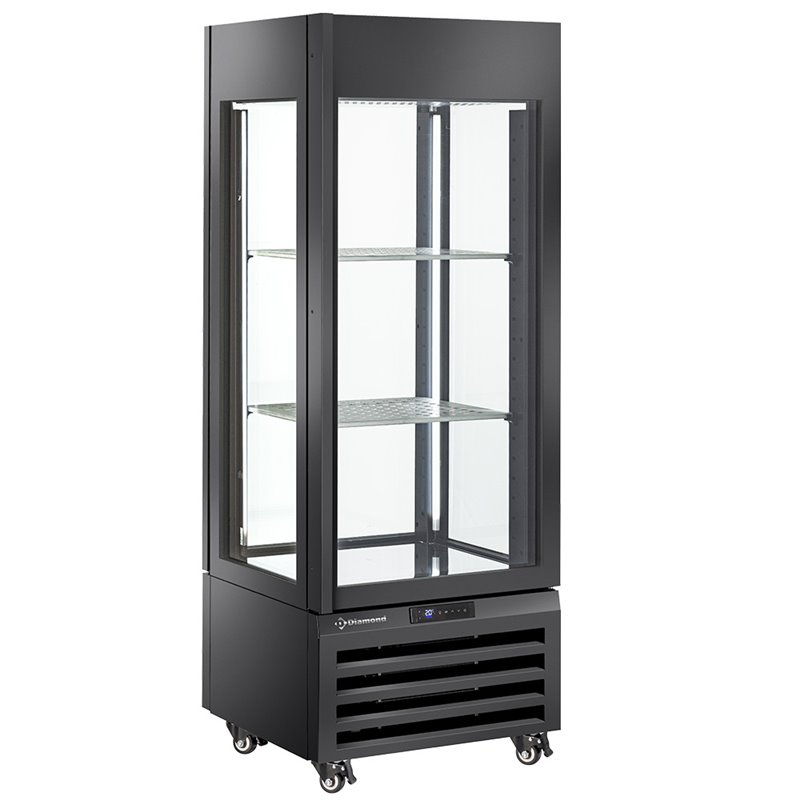Vitrine "FULL vitr&eacute;e" 440 Lt., 1 niveau + 2 &eacute;tag&egrave;res, ventil&eacute;e - WINE - NOIR - Diamond - MAX/507-VB