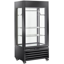 Vitrine "FULL vitr&eacute;e" 600 Lt., 2 &eacute;tag&egrave;res & barre &agrave; viande, ventil&eacute;e - MEAT - NOIR - Diamond - MAX/607-MB